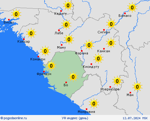 УФ индекс Сьерра-еоне Африка пргностические карты