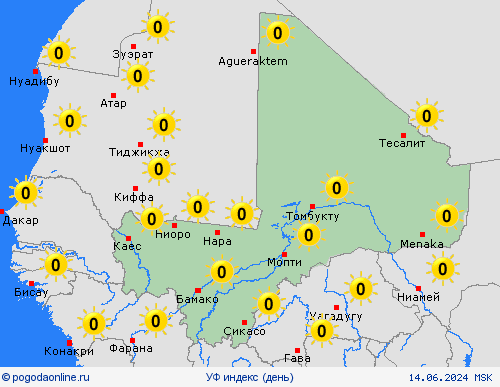 УФ индекс Мали Африка пргностические карты